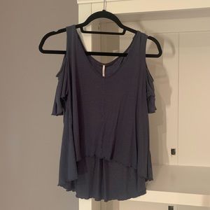 Free people blue off the shoulder comfy tee